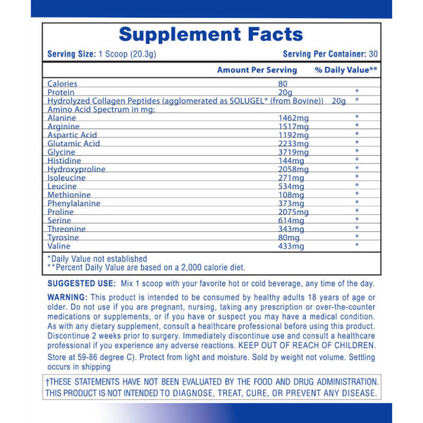 Collagen Peptides Supplement Facts
