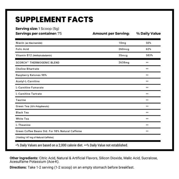 Scorch Powder Supplement Facts
