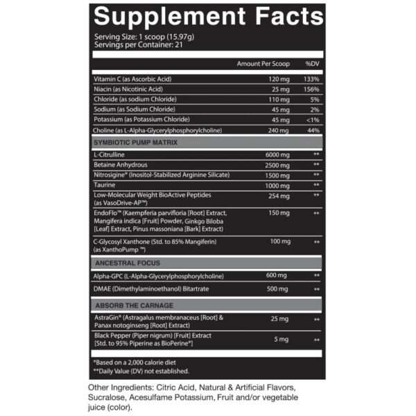 Carnage Pump Supplement Facts